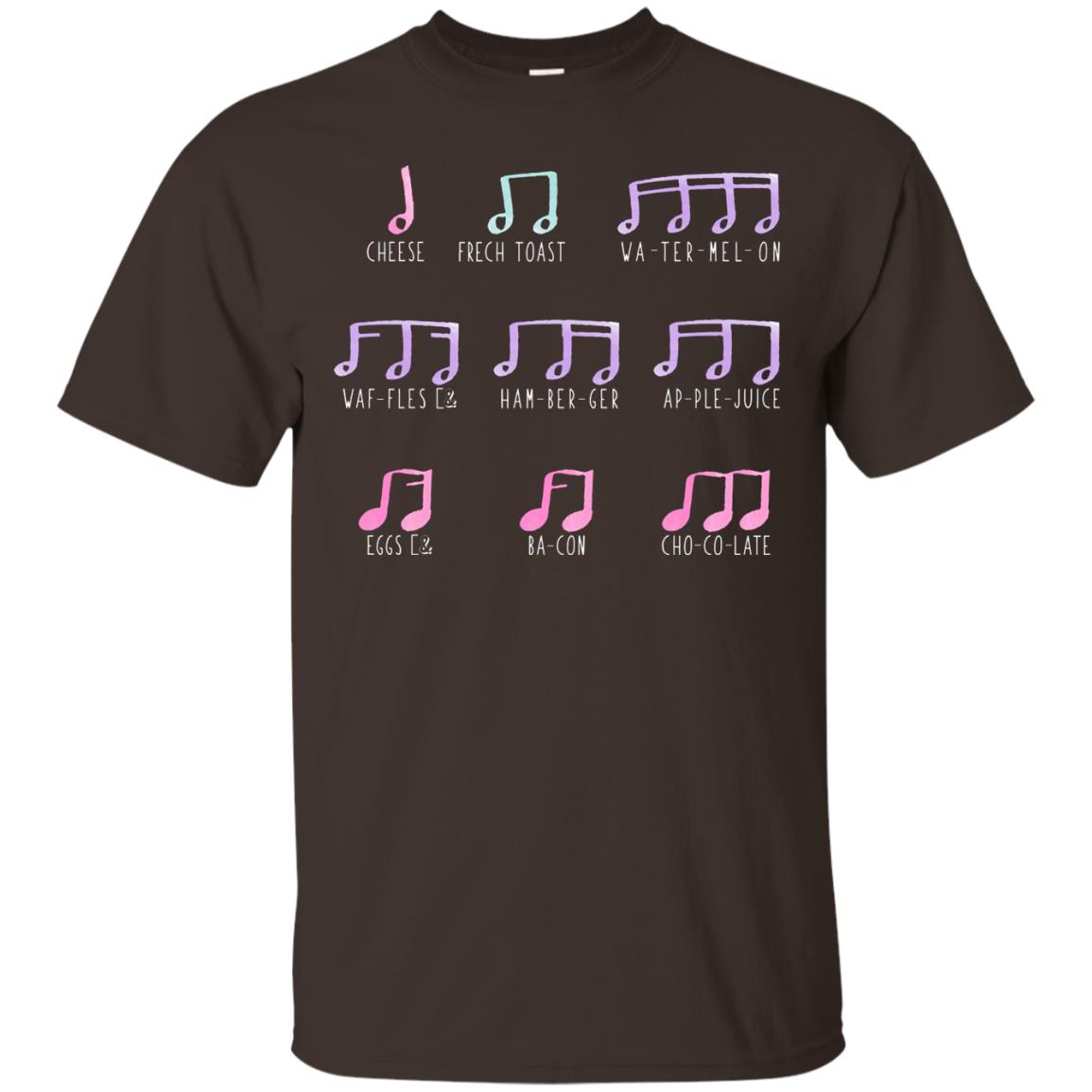 Music Is Like Food Funny Music Note Shirt Dark Chocolate