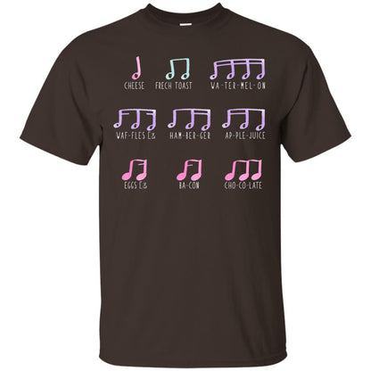 Music Is Like Food Funny Music Note Shirt Dark Chocolate