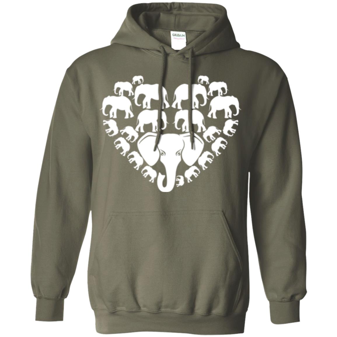 Elephant Lovers T-shirt Special Elephant Heart Military Green