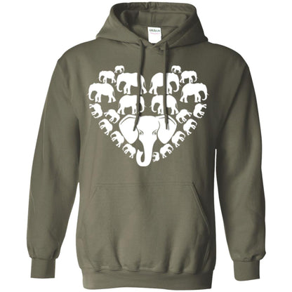 Elephant Lovers T-shirt Special Elephant Heart Military Green