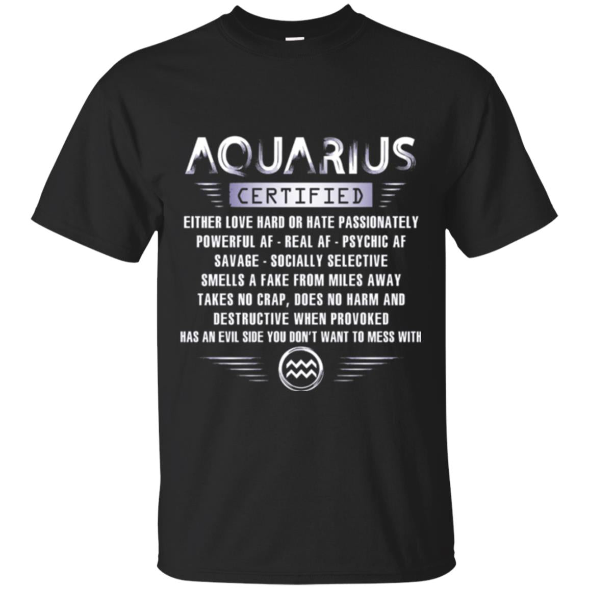 Aquarius Certified Either Love Hard T-shirt Black