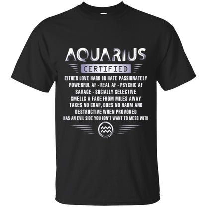 Aquarius Certified Either Love Hard T-shirt Black