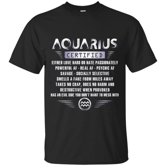 Aquarius Certified Either Love Hard T-shirt Black