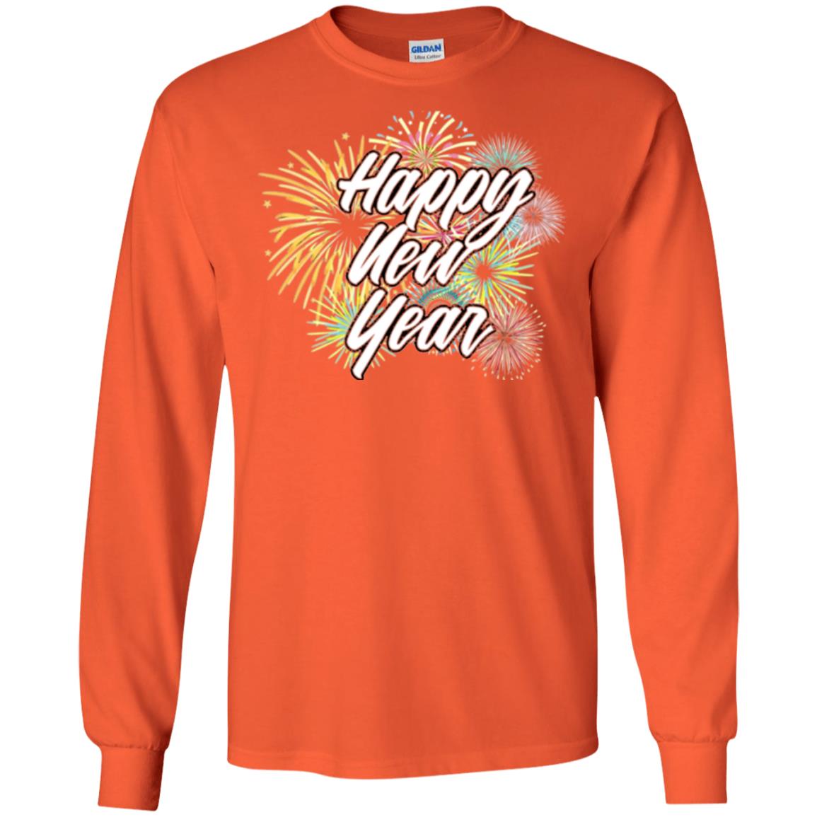 Happy New Year T-shirt Fireworks Orange