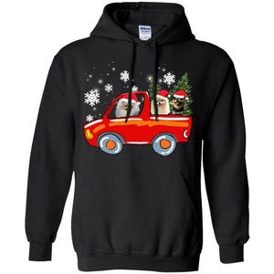 Pomeranians Dogs On Car Merry Christmas Gift ShirtG185 Gildan Pullover Hoodie 8 oz.