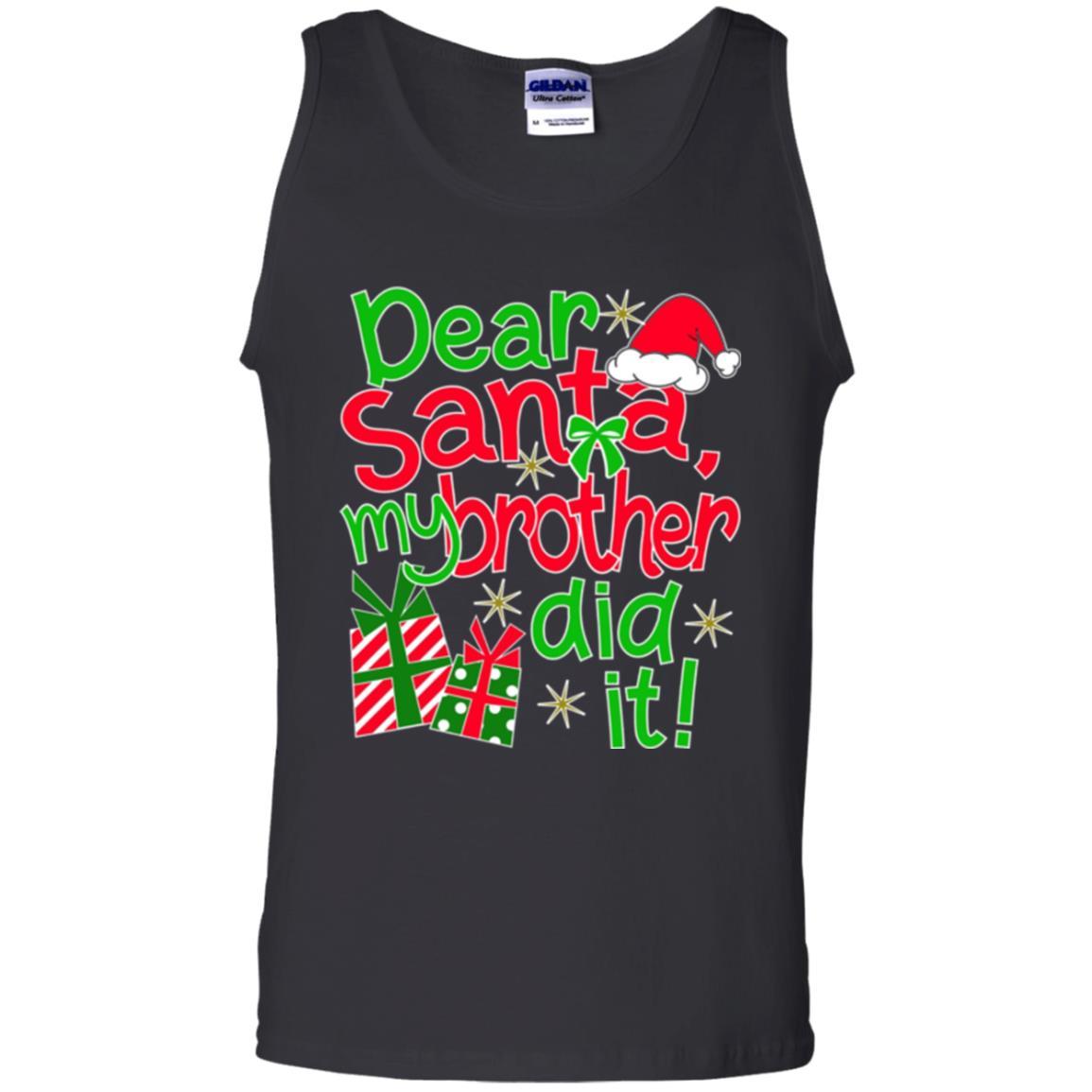 Family Christmas T-shirt Dear Santa My Brother Did It Black