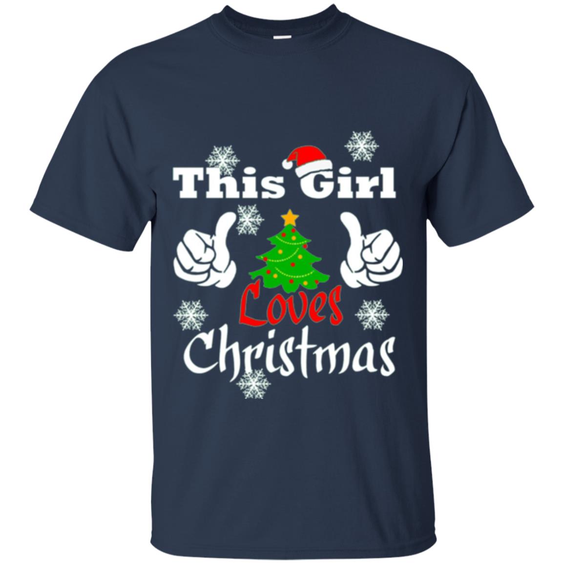 Funny Christmas This Girl Loves Christmas T-shirt Navy