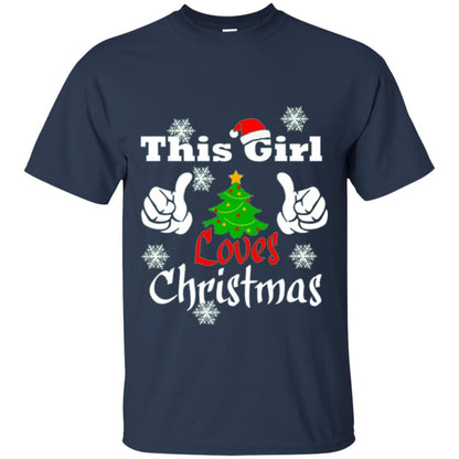 Funny Christmas This Girl Loves Christmas T-shirt Navy