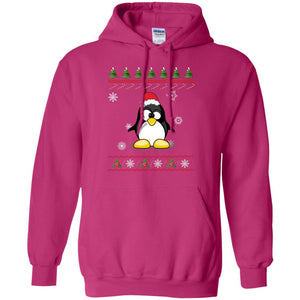 Penguin With Santa Hat Merry X-mas Ugly Christmas Gift Shirt For Mens Womens KidsG185 Gildan Pullover Hoodie 8 oz.
