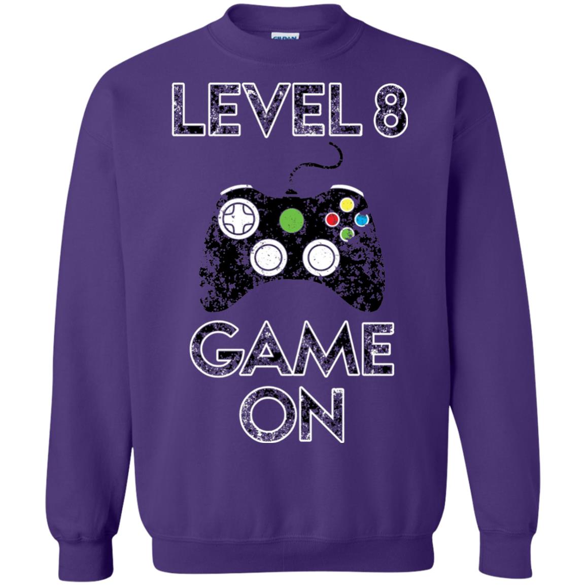 Kids Level 8 Game On 8th Birthday Gift T-shirt Purple