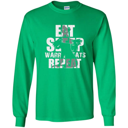 Cat Lover T-shirt Eat Sleep Warrior Cats Repeat Irish Green
