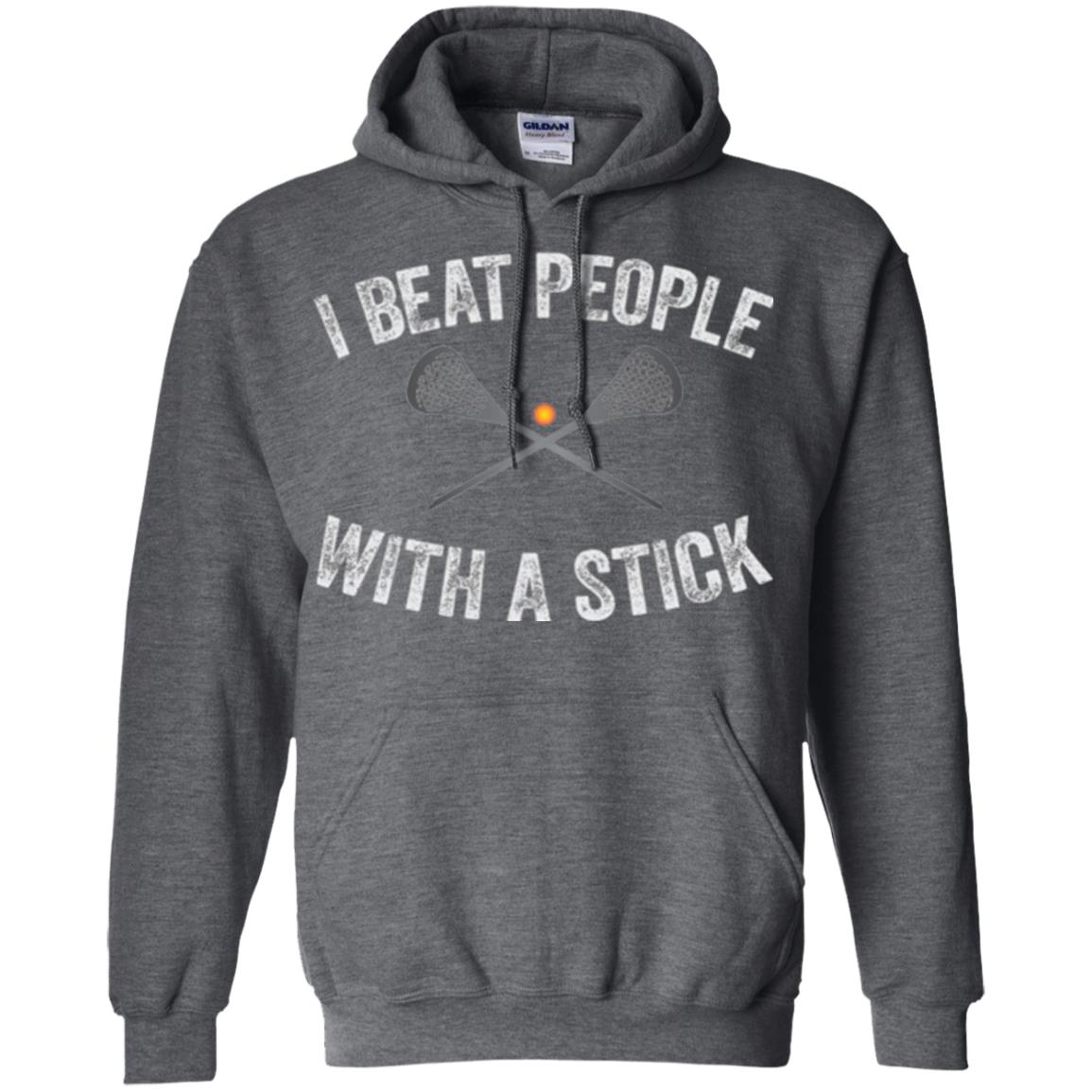 Lacrosse Lover T-shirt I Beat People With A Stick Dark Heather