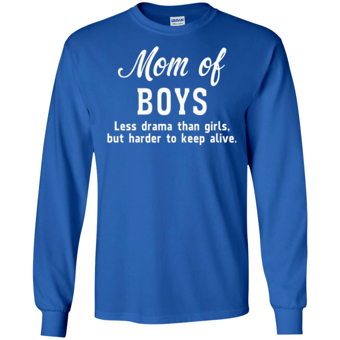 Mom Of Boys Less Drama Than Girls But Harder To Keep Alive T-shirt Mothers Day Royal