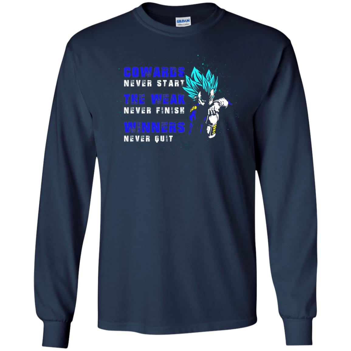 Cowards Never Start The Weak Never Finish Comic T-shirt Navy