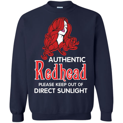 Authentic Redhead Please Keep Out Of Direct Sunlight Cool Redhead Gift Shirt For Girls Navy