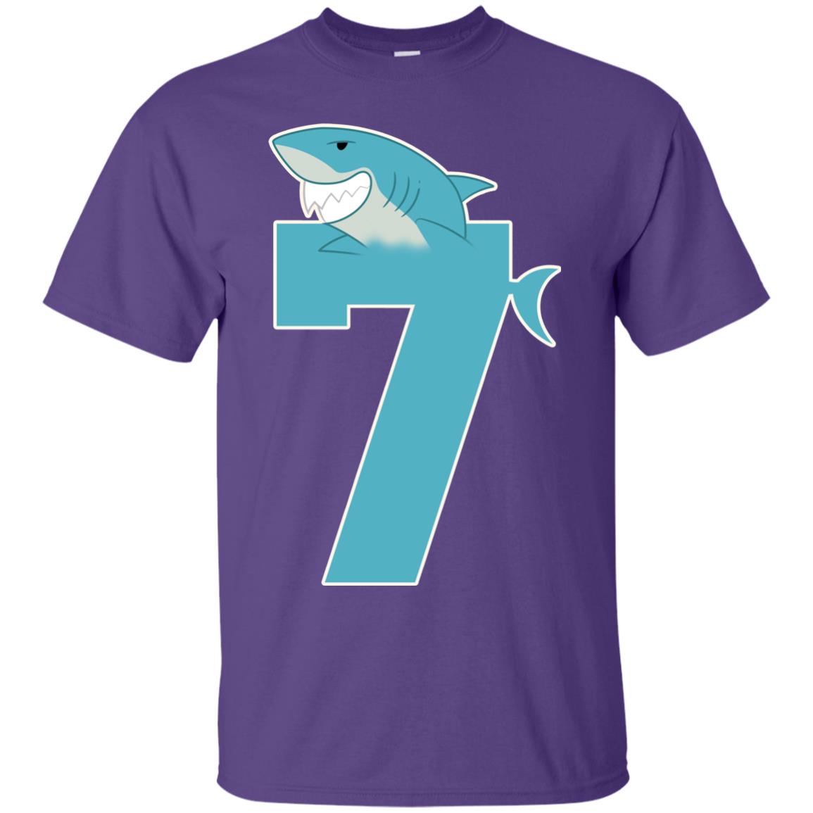 7th Birthday Shark Party Shirt Purple