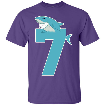 7th Birthday Shark Party Shirt Purple