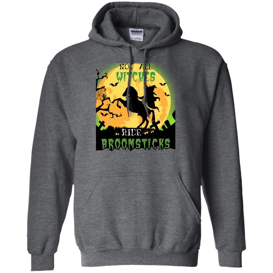 Not All Witches Ride Broomsticks Witches Ride A Horse Funny Halloween Shirt Dark Heather
