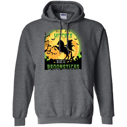 Not All Witches Ride Broomsticks Witches Ride A Horse Funny Halloween Shirt Dark Heather