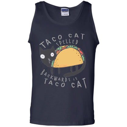 Cat Lovers T-shirt Taco Cat Spelled Backward Is Taco Cat Navy