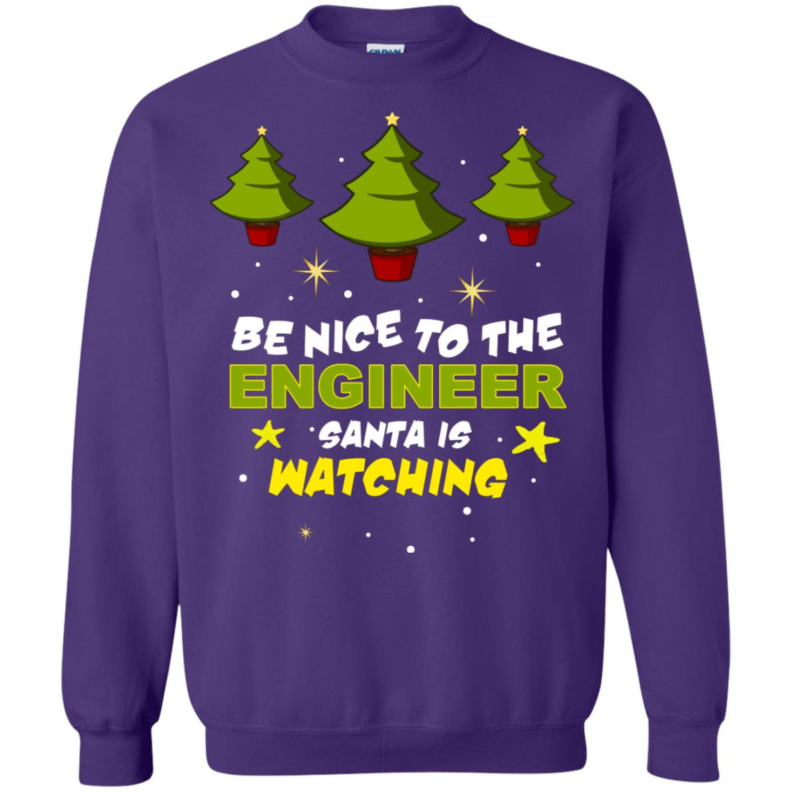 Be Nice To Be Engineer Santa Is Watching X-mas Gift Shirt Purple