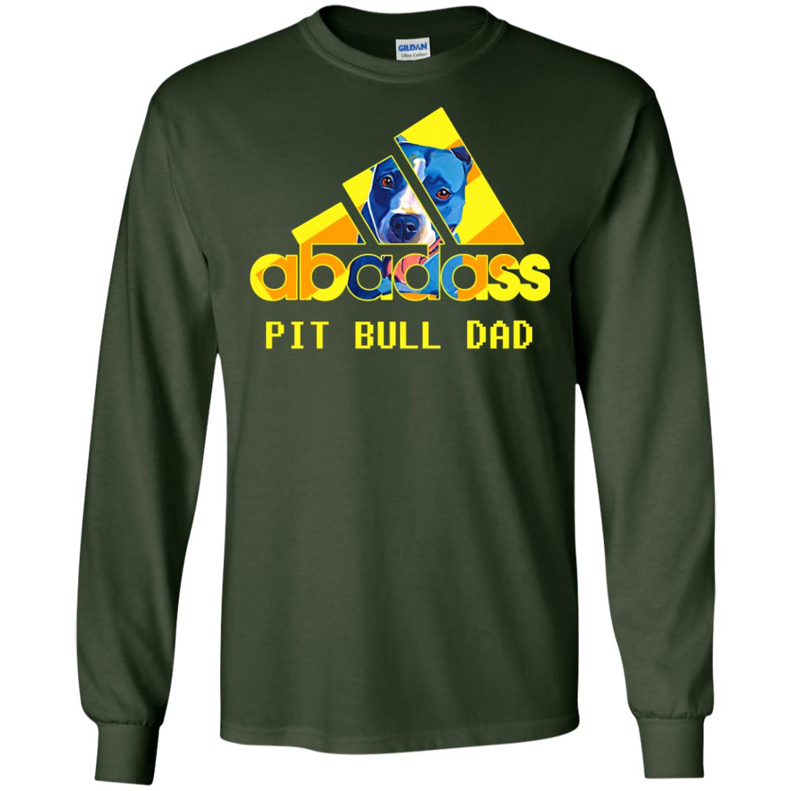 Abadass Pit Bull Dad Daddy Loves Pitbull Shirt Forest Green