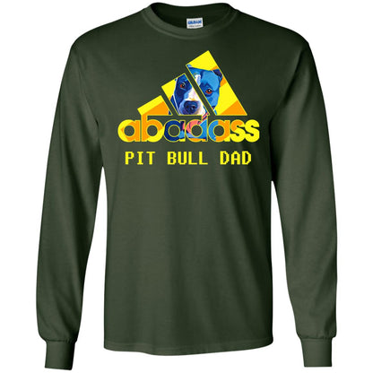 Abadass Pit Bull Dad Daddy Loves Pitbull Shirt Forest Green