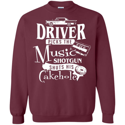 Driver Picks The Music Shotgun Shuts His Cakehole T-shirt Maroon