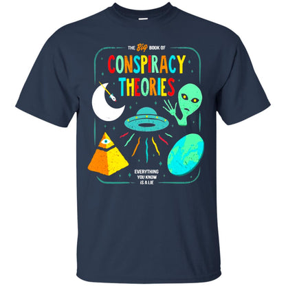 The Big Book Of Conspiracy Theories Funny Bookworm T-shirt Navy