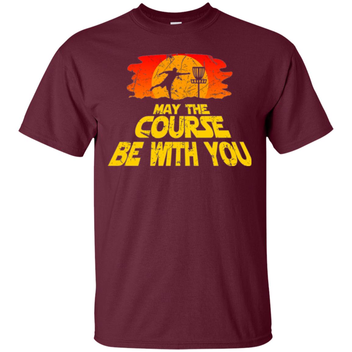 Disc Golf T-shirt May The Course Be With You Maroon