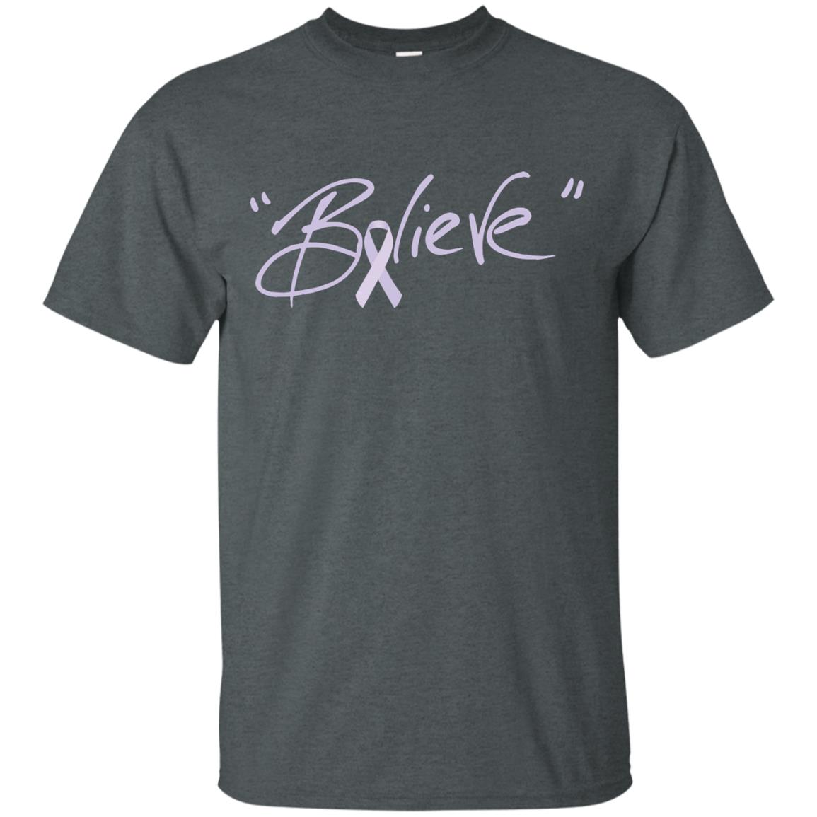 All Cancer Awareness Shirt Lavender Ribbon Believe Dark Heather