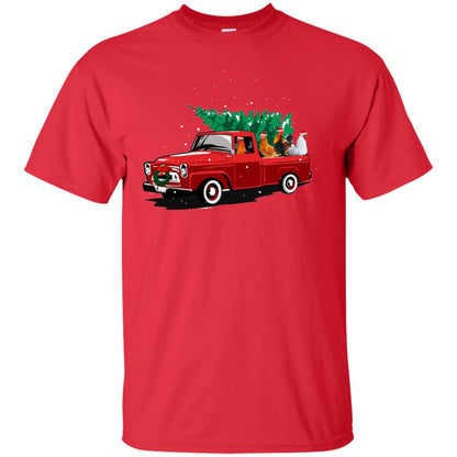 Chickens On Car Merry Christmas Gift Shirt For Mens Womens Red
