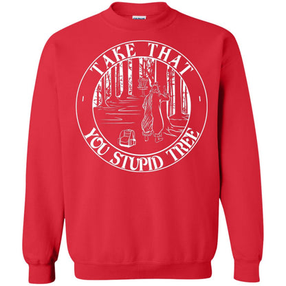 Take That Stupid Tree Funny Disc Golf T-shirt Red