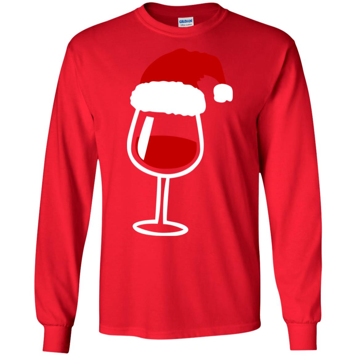 Twinkle Red Wine Glass Santa Hat X-mas Gift Shirt Red