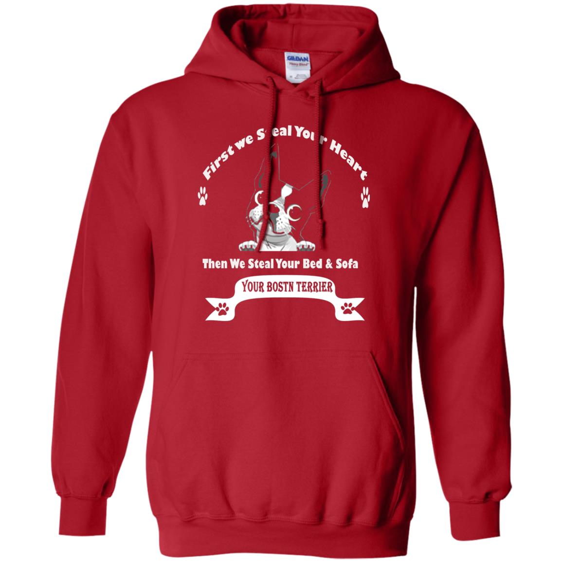 Frist We Steal Your Heart Boston Terrier T-shirt Red