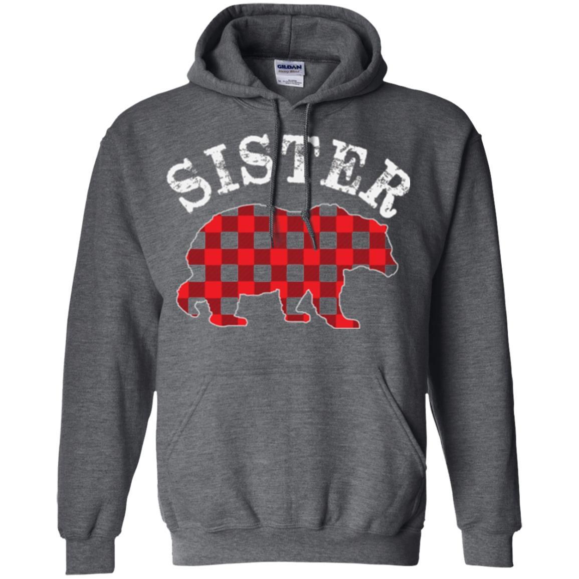 Family T-shirt Red Plaid Sister Bear Dark Heather