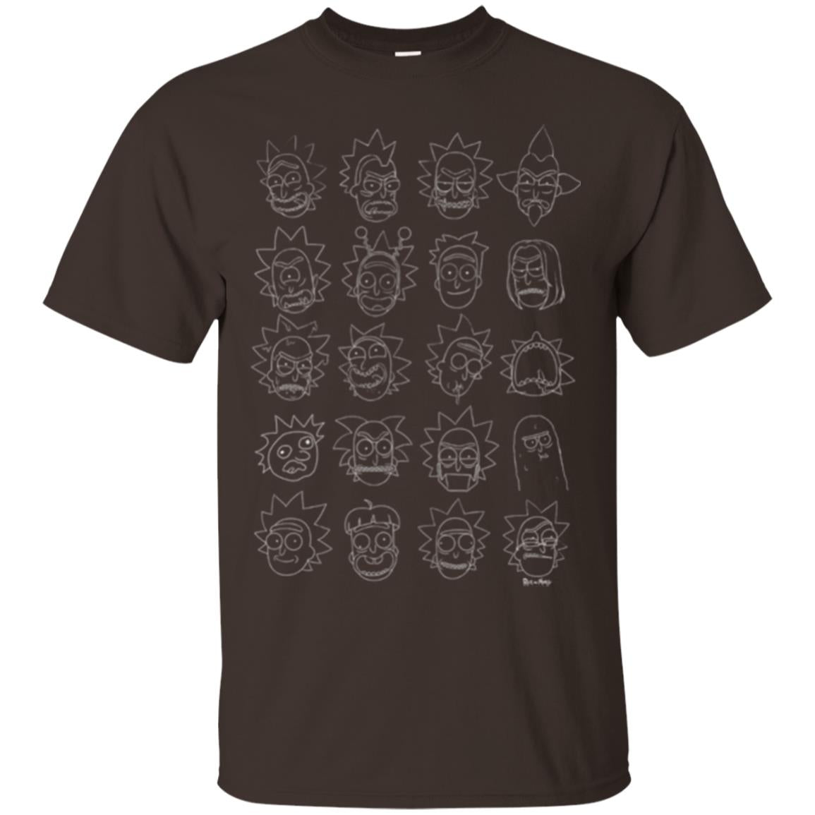 Movie T-shirt The Many Faces Of Rick Dark Chocolate