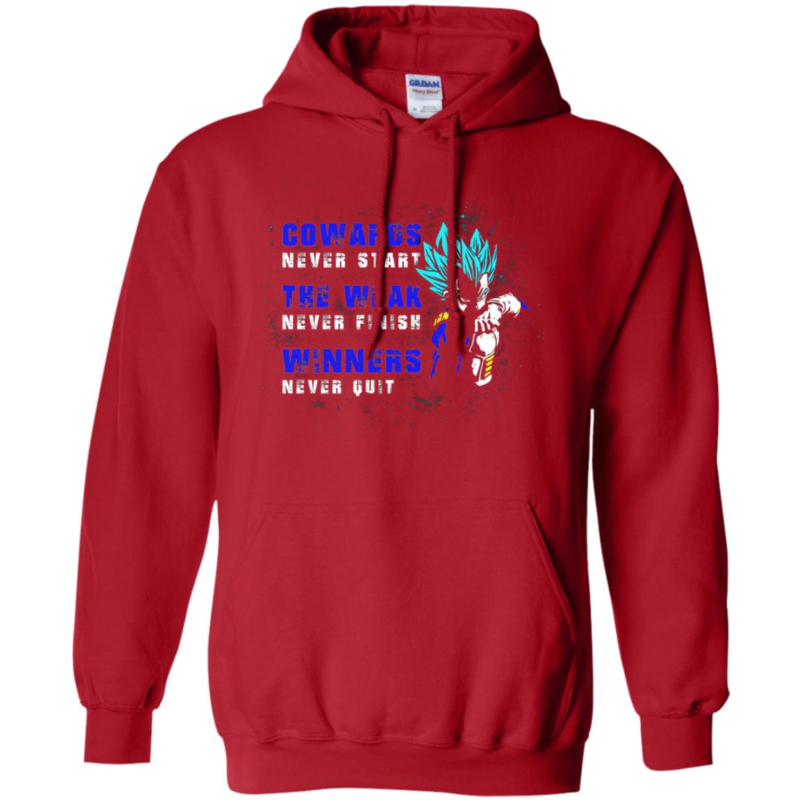 Cowards Never Start The Weak Never Finish Comic T-shirt Red