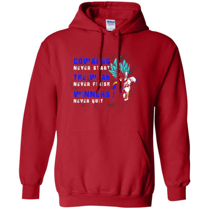 Cowards Never Start The Weak Never Finish Comic T-shirt Red