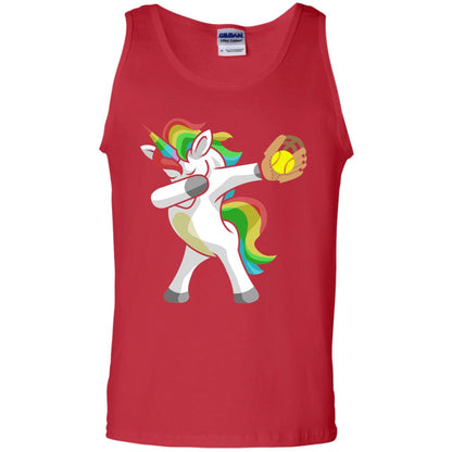 Dabbing Unicorn Softball T-shirt Funny Dabbing Red