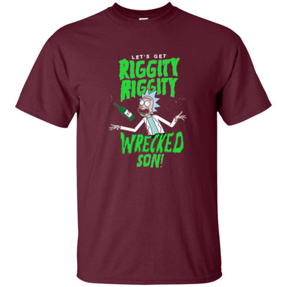 Rick Morty T-shirt Riggity Riggity Wrecked Spiral Maroon