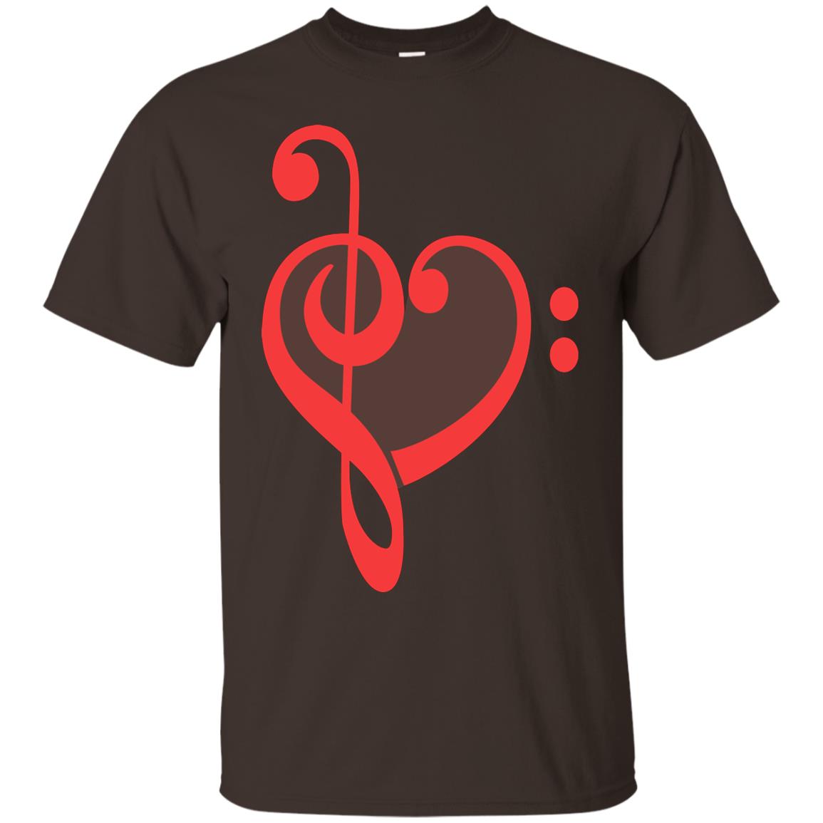 Heart Bass Clef Heart Music Lovers Shirt Dark Chocolate
