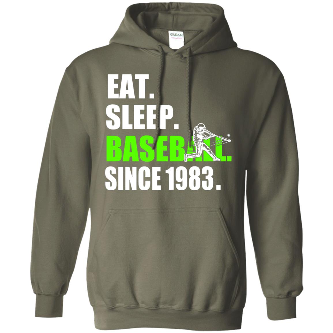 Eat Sleep Baseball Since 1983 35th Birthday Shirt Military Green