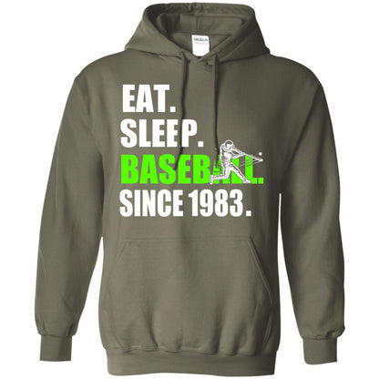 Eat Sleep Baseball Since 1983 35th Birthday Shirt Military Green