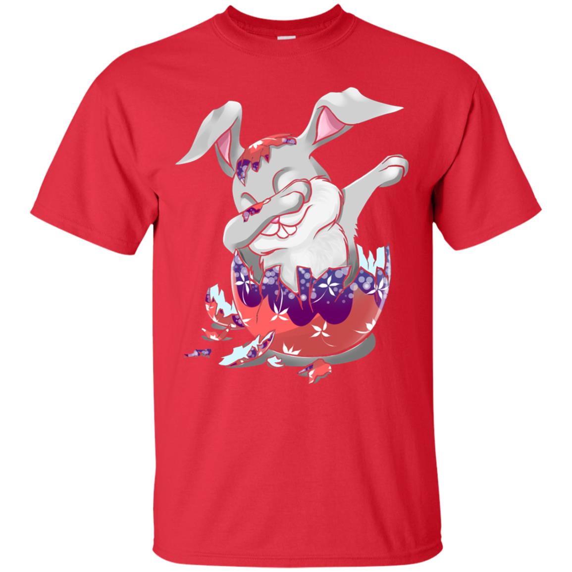 Funny Dabbing Bunny T-shirt For Kids Easter Gift Red