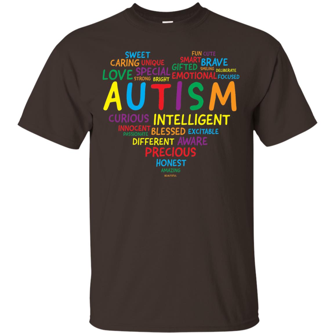 Autism Heart Autism Awareness T-shirt Dark Chocolate