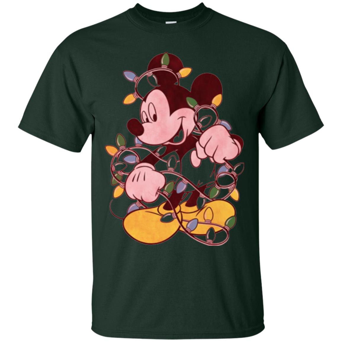 Christmas Lights T-shirt Disney Mickey Mouse Forest Green