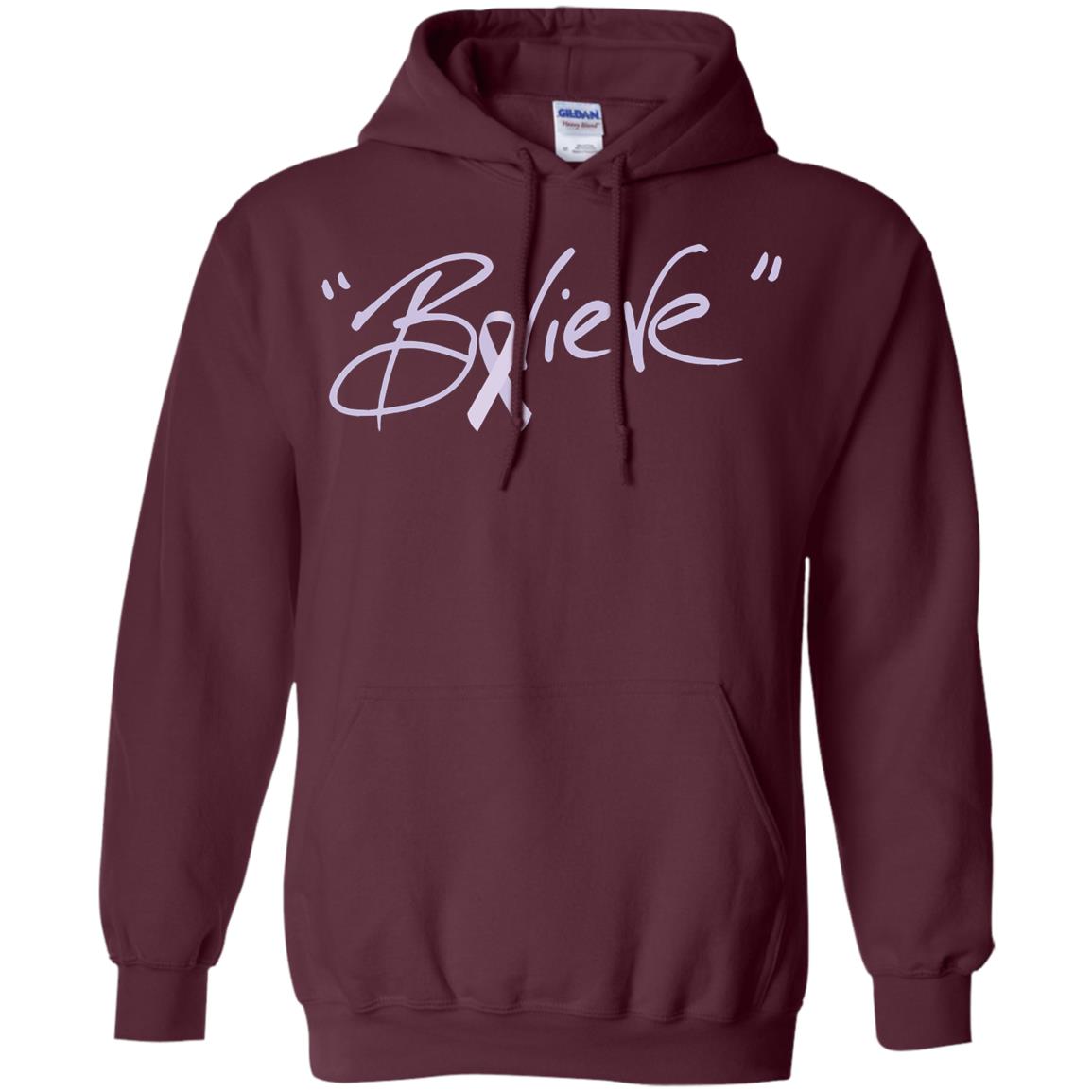 All Cancer Awareness Shirt Lavender Ribbon Believe Maroon