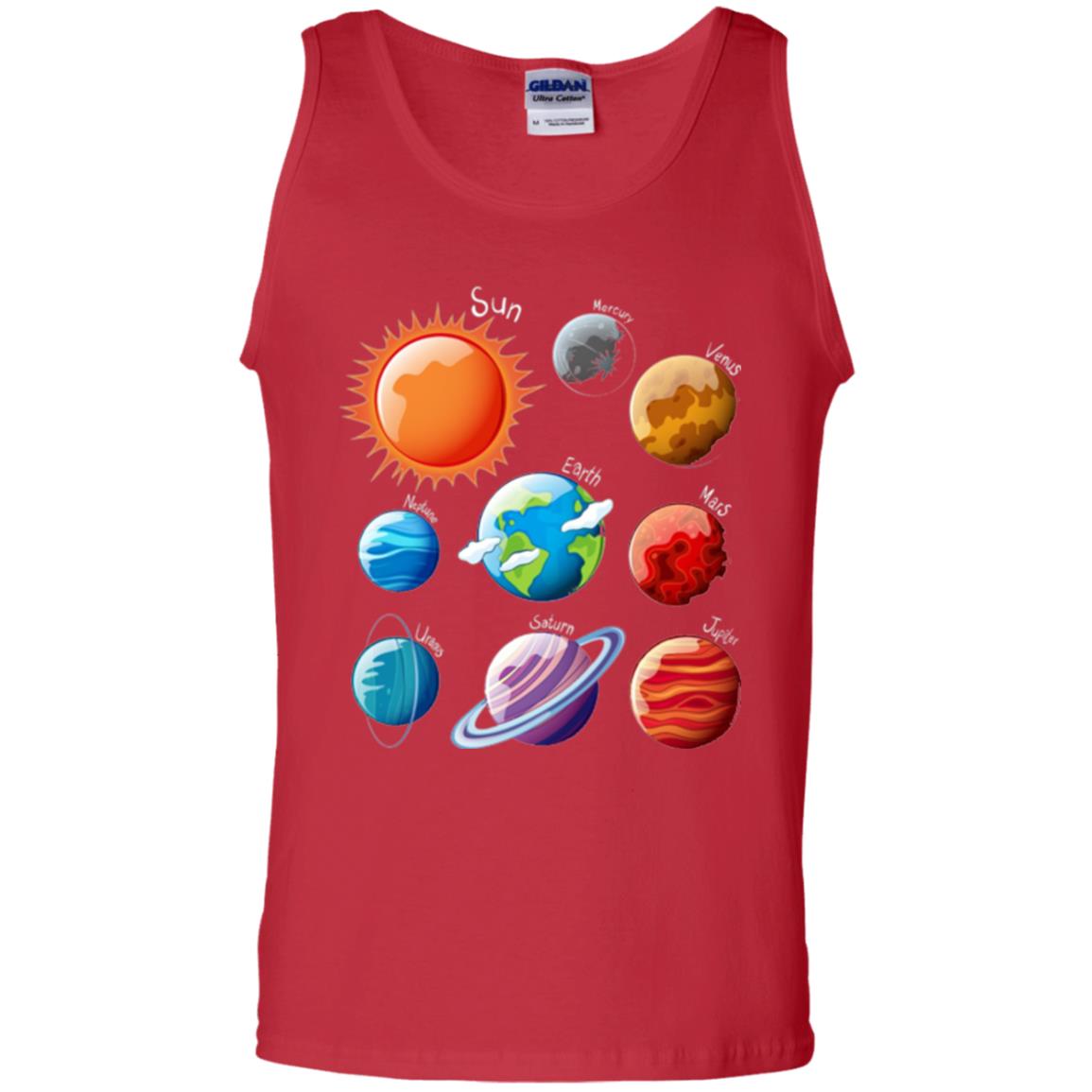 Solar System Planets T-shirt Red
