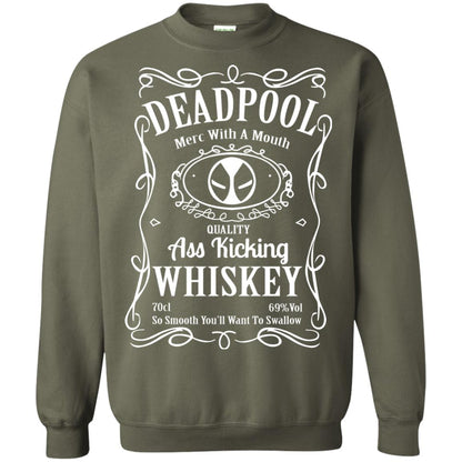 Deadpool Merc With A Mouth Quality Kiching Whiskey So Smooth You Will Want To Swallow Military Green